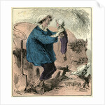 Farmer Child 19th Century Chicken Spade Country Side France by Anonymous