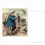 Farmer Child 19th Century Chicken Spade Country Side France by Anonymous