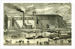 Ice Industry U.S.A. 1881 Winter View of Elevating Ice Into Buildings by Anonymous
