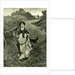 A Tiff 1878 Outdoors Nature Walk Woman Dog Fence Man Country Lane Umbrella Hat by Anonymous