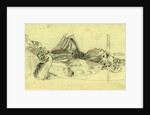 Single reclining figure with cloth over face by Anonymous