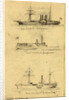 Broadside views of three sidewheel steamships: U.S. Transport Ericcson, U.S. Transport Mayflower, and U.S. Transport Empire City by Alfred R Waud