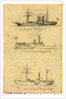 Broadside views of three sidewheel steamships: U.S. Transport Ericcson, U.S. Transport Mayflower, and U.S. Transport Empire City by Alfred R Waud