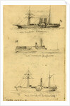 Broadside views of three sidewheel steamships: U.S. Transport Ericcson, U.S. Transport Mayflower, and U.S. Transport Empire City by Alfred R Waud
