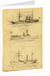 Broadside views of three sidewheel steamships: U.S. Transport Ericcson, U.S. Transport Mayflower, and U.S. Transport Empire City by Alfred R Waud