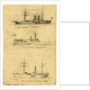 Broadside views of three sidewheel steamships: U.S. Transport Ericcson, U.S. Transport Mayflower, and U.S. Transport Empire City by Alfred R Waud
