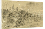 On Hancocks front the soldiers having no picks and shovels used bayonets, tin pans, old canteens, and even their hands in throwing up breastworks ARW, 1864 June, 1862-1865 by Alfred R Waud