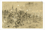 On Hancocks front the soldiers having no picks and shovels used bayonets, tin pans, old canteens, and even their hands in throwing up breastworks ARW, 1864 June, 1862-1865 by Alfred R Waud