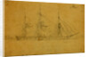 Colorado, Broadside view of ship, outline of port in background, 1860-1865 by Alfred R Waud