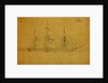 Colorado, Broadside view of ship, outline of port in background, 1860-1865 by Alfred R Waud