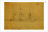 Colorado, Broadside view of ship, outline of port in background, 1860-1865 by Alfred R Waud
