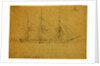 Colorado, Broadside view of ship, outline of port in background, 1860-1865 by Alfred R Waud