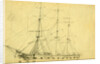 Sailing ship with three masts, 1860-1865 by Alfred R Waud