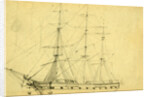Sailing ship with three masts, 1860-1865 by Alfred R Waud