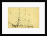 Sailing ship with three masts, 1860-1865 by Alfred R Waud