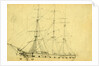 Sailing ship with three masts, 1860-1865 by Alfred R Waud