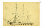 Sailing ship with three masts, 1860-1865 by Alfred R Waud