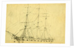 Sailing ship with three masts, 1860-1865 by Alfred R Waud