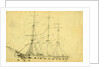Sailing ship with three masts, 1860-1865 by Alfred R Waud