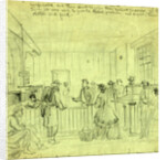 Lt. Bishop A.P.M. receiving prisoners in the room in Libby where our soldiers used to be robbed by the chivalry, 1865 by Alfred R Waud