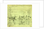 Lt. Bishop A.P.M. receiving prisoners in the room in Libby where our soldiers used to be robbed by the chivalry, 1865 by Alfred R Waud