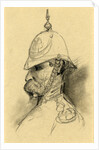 Bust Portrait of soldier with German-style helmet by Alfred R Waud