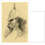 Bust Portrait of soldier with German-style helmet by Alfred R Waud