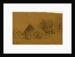 Soldiers in their tents in army camp by Alfred R Waud