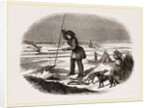 Chippeway Indian fishing on the ice USA America by Anonymous