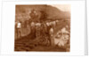 Spanish laborers at work in Culebra Cut and loaded train hauling dirt from canal, USA by Anonymous