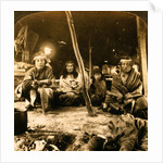 A typical group of Patagonians under their sheepskin tent, a race of South American giants, World's Fair, St. Louis, USA by Anonymous