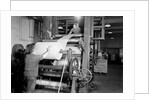 Mt. Holyoke, Massachusetts - Paper. American Writing Paper Co. Super-calender - putting on roll, starting operation, 1936 by Lewis Hine
