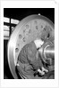 Eddystone, Pennsylvania - Railroad parts. Machinist finishing axle on large driving wheels on newest type of locomotive, March 1937 by Lewis Hine
