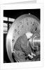 Eddystone, Pennsylvania - Railroad parts. Machinist finishing axle on large driving wheels on newest type of locomotive, March 1937 by Lewis Hine