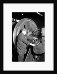 Eddystone, Pennsylvania - Railroad parts. Machinist machining wheel to fit driving pin on above wheels on newest type of locomotive, March 1937 by Lewis Hine