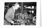Eddystone, Pennsylvania - Railroad parts. Toolmaker making a taper sleeve gauge from a taper reamer, March 1937 by Lewis Hine
