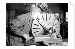 Eddystone, Pennsylvania - Railroad parts. Tool-builder planing for a taper shoe on a steam hammer ram, March 1937 by Lewis Hine