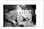 Eddystone, Pennsylvania - Railroad parts. Tool-builder planing for a taper shoe on a steam hammer ram, March 1937 by Lewis Hine