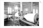 Paterson, New Jersey - Textiles. Jackson Winding and Warping Company - Picture of a high speed warper, June 1937 by Lewis Hine