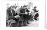 Row of men at the New York City docks out of work during the depression, 1934 by Lewis Hine