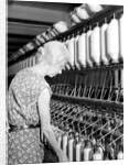 Millville, New Jersey - Textiles. Millville Manufacturing Co. Lady twisting thread, 1936 by Lewis Hine