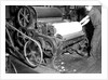 Millville, New Jersey - Textiles. Millville Manufacturing Co. Man rolling fabric, 1936 by Lewis Hine
