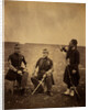 Two French officers, seated, and Zouave, standing with arm resting on rifle, Crimean War by Roger Fenton