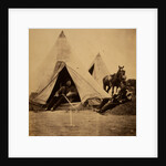 Officer of the 57th Regiment sitting with a sword across his lap at opening to his tent by Roger Fenton