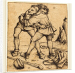 Two Peasants Fighting by Master of the Housebook