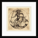 Wild Man Holding a Shield with a Greyhound by Martin Schongauer