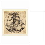 Wild Man Holding a Shield with a Greyhound by Martin Schongauer