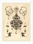 Large Pendant, Lower Left and Right Two Winged Devils Sitting on Pedestals, 1596 by Daniel Mignot