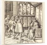 A King on a Throne, before him Four Men by Leonhard Beck