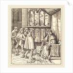 A King on a Throne, before him Four Men by Leonhard Beck